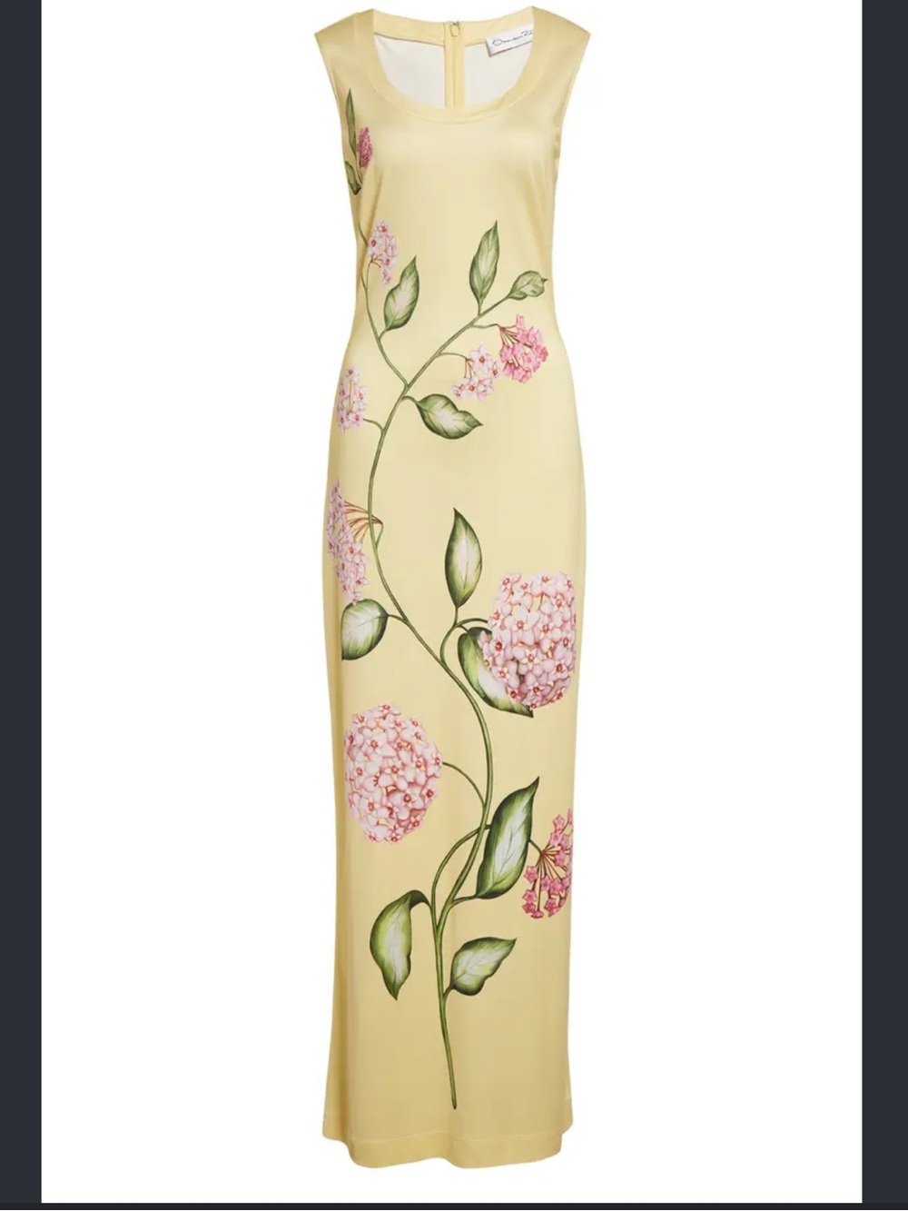 Oscar de la Renta Pale Yellow Floral Jersey Maxi Skirt